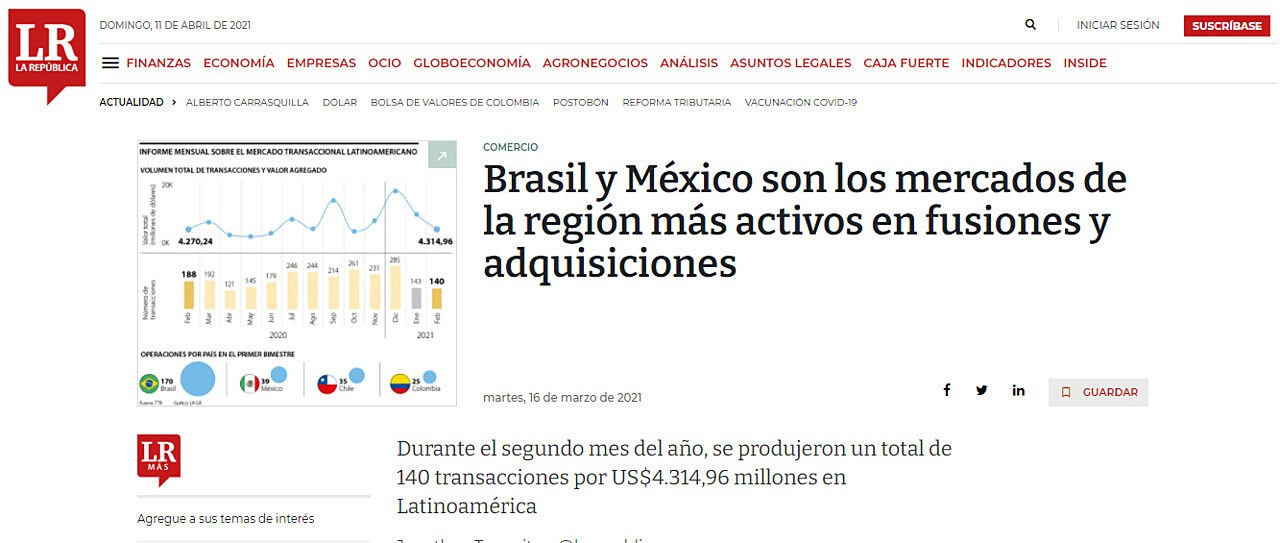 Brasil y Mxico son los mercados de la regin ms activos en fusiones y adquisiciones